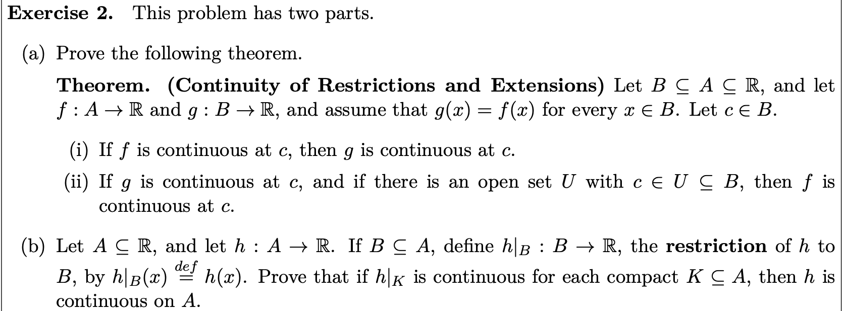 Solved Exercise 2. This Problem Has Two Parts. (a) Prove The | Chegg.com