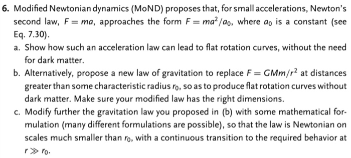 Solved 6. Modified Newtonian Dynamics (MoND) Proposes | Chegg.com