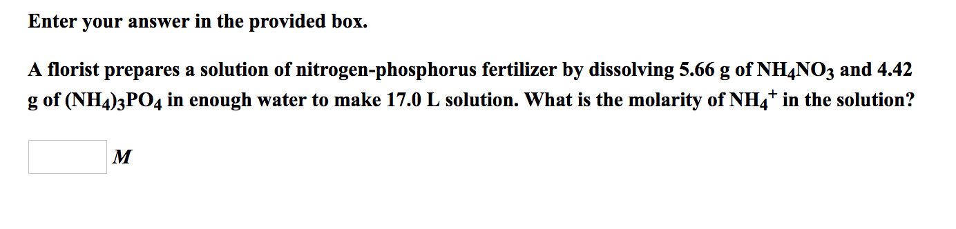 Solved Enter your answer in the provided box. A florist | Chegg.com