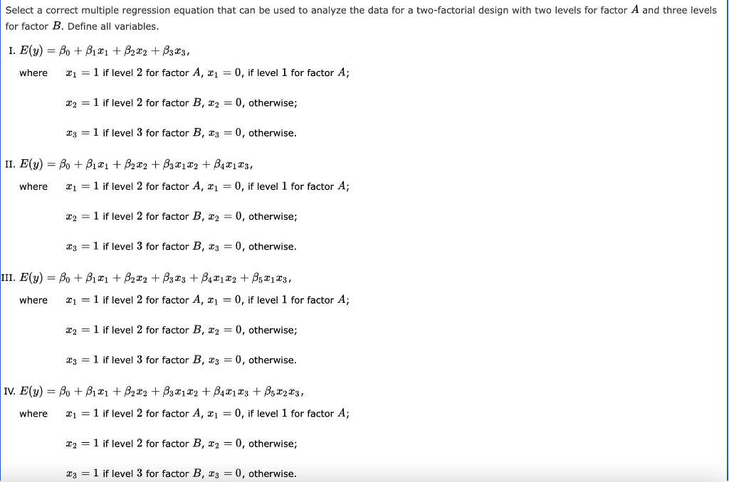 Solved Select a correct multiple regression equation that