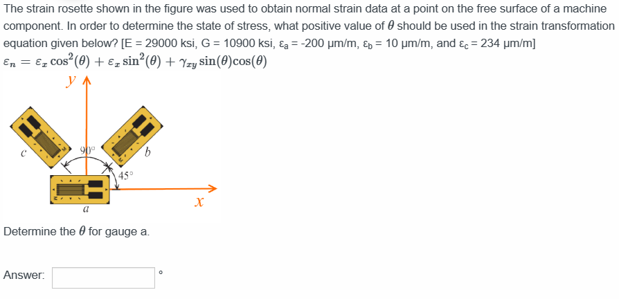 Solved The strain rosette shown in the figure was used to | Chegg.com