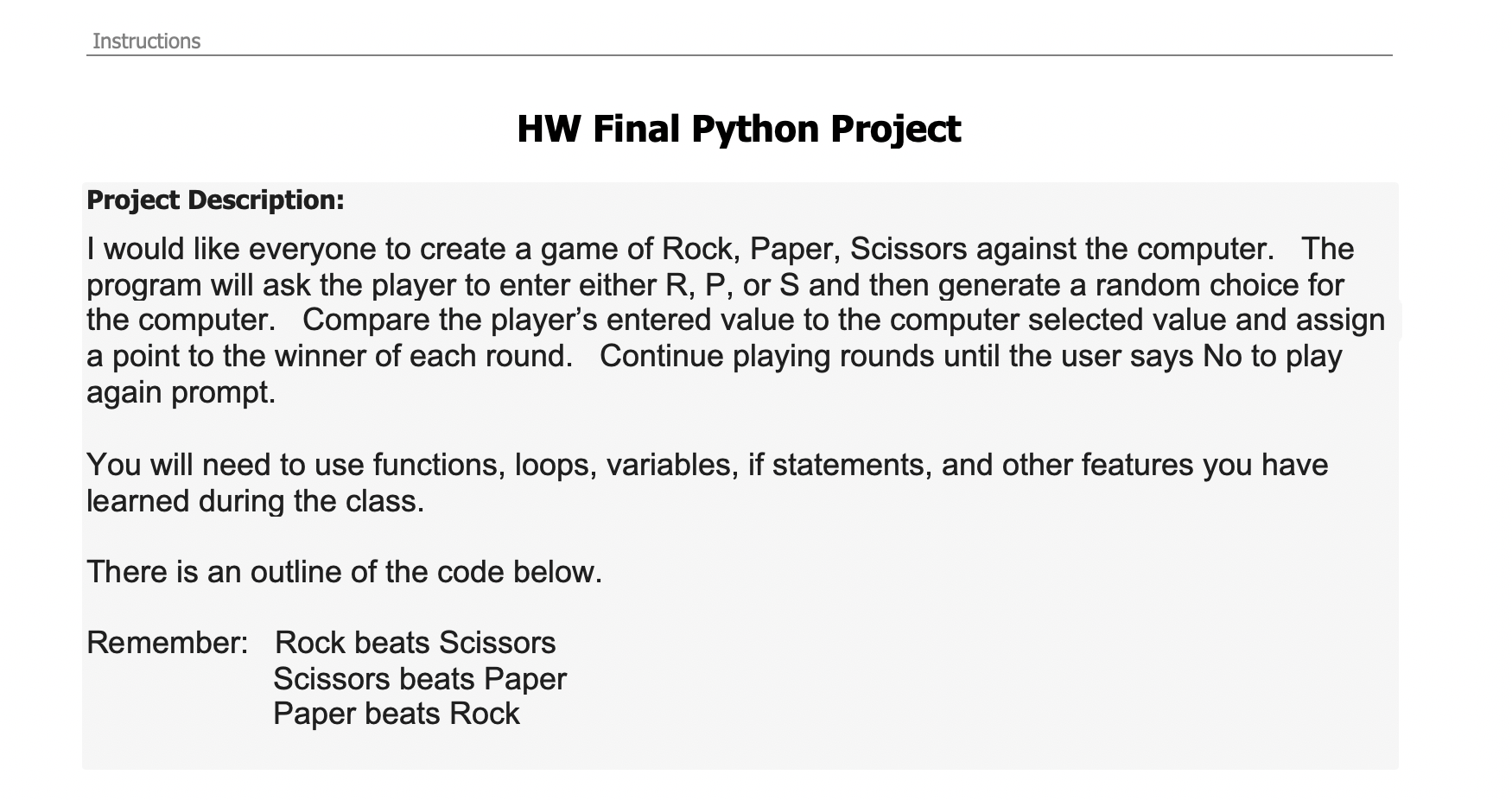 Solved Instructions HW Final Python Project Project | Chegg.com