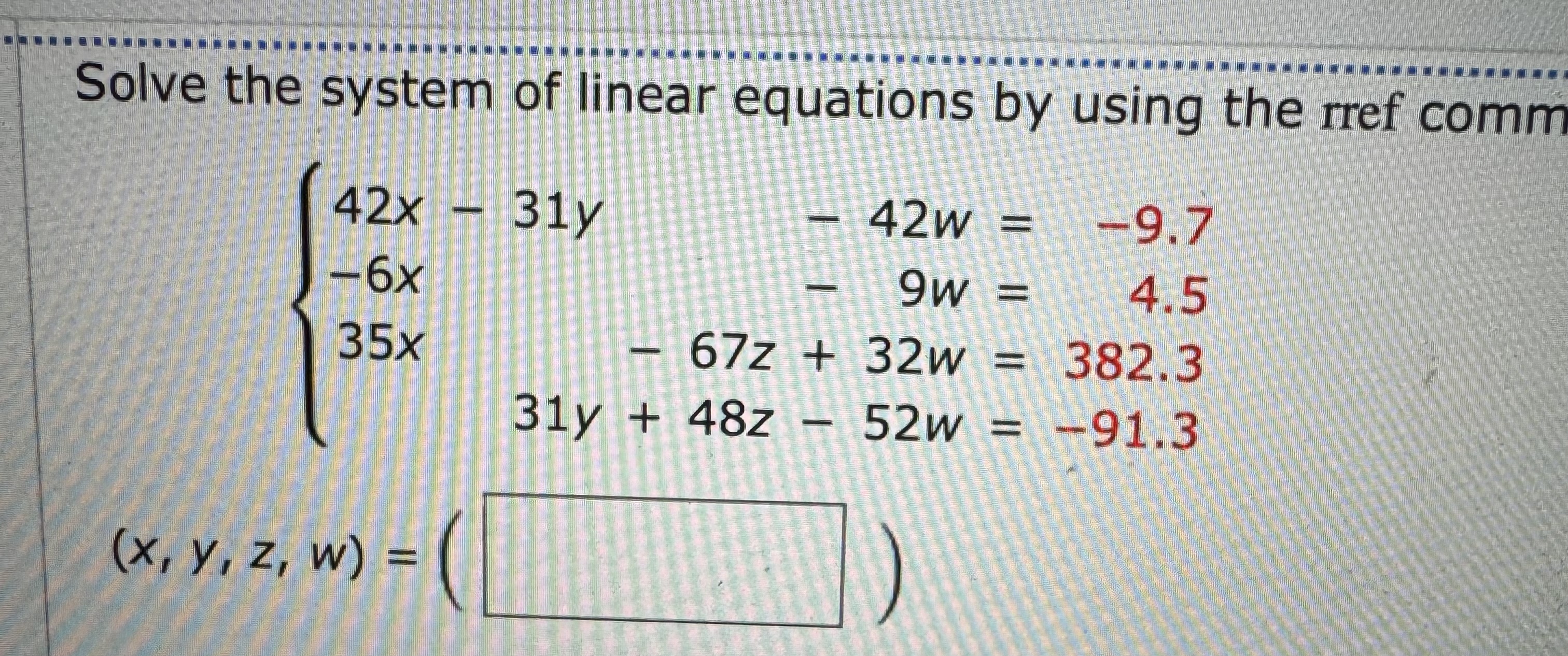 Solved Solve the system of linear equations by using the | Chegg.com