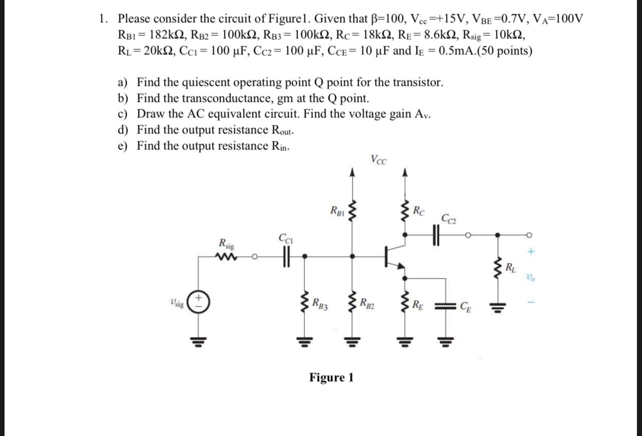 Solved 1. Please Consider The Circuit Of Figure 1. Given | Chegg.com