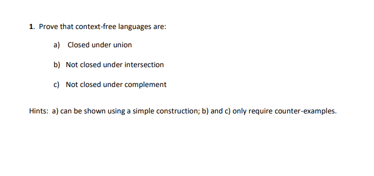 prove that context free languages are not closed under complement