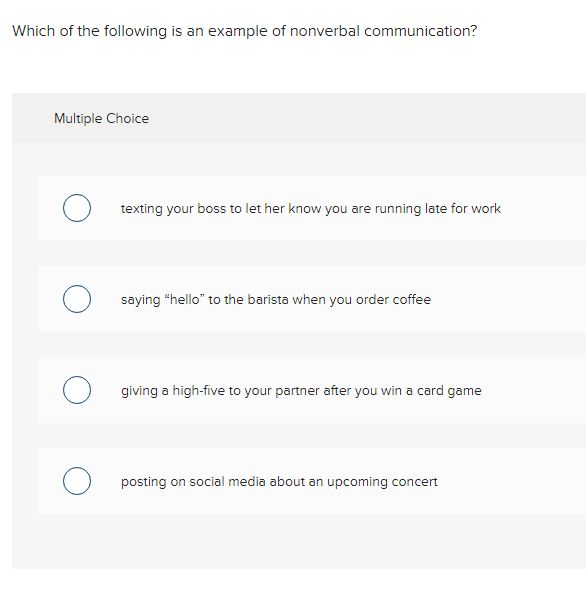 Solved Which of the following is an example of nonverbal | Chegg.com