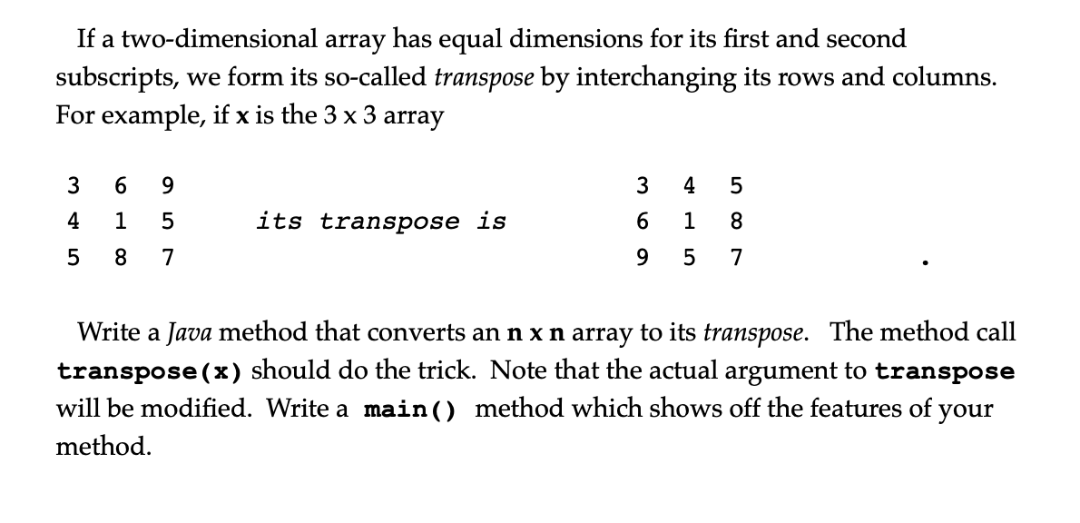 Solved If a two-dimensional array has equal dimensions for | Chegg.com