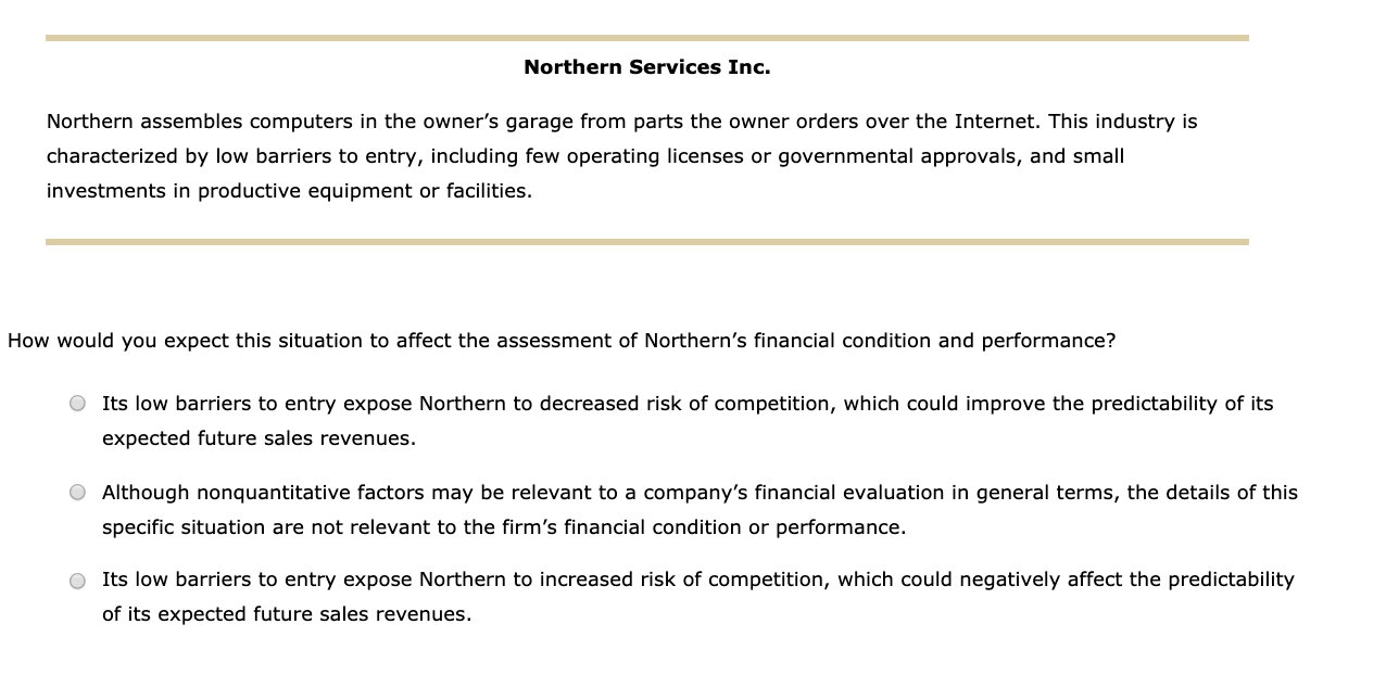 Northern Computer Owner Solved Northern Services Inc. Northern assembles computers | Chegg.com