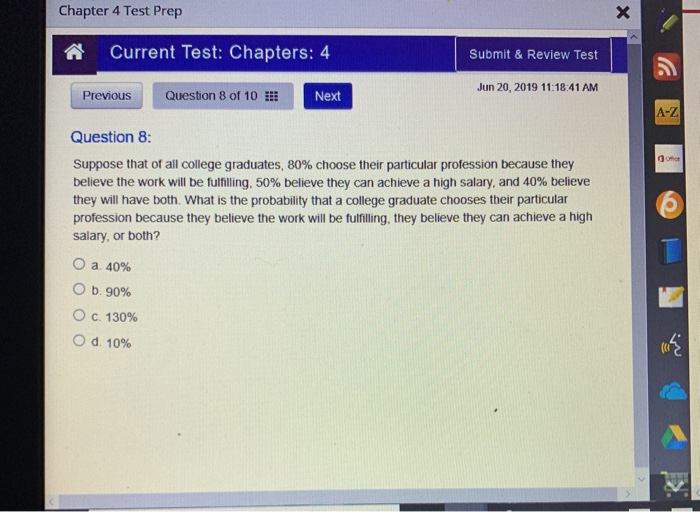 Solved Chapter 4 Test Prep Current Test Chapters 4 Submit