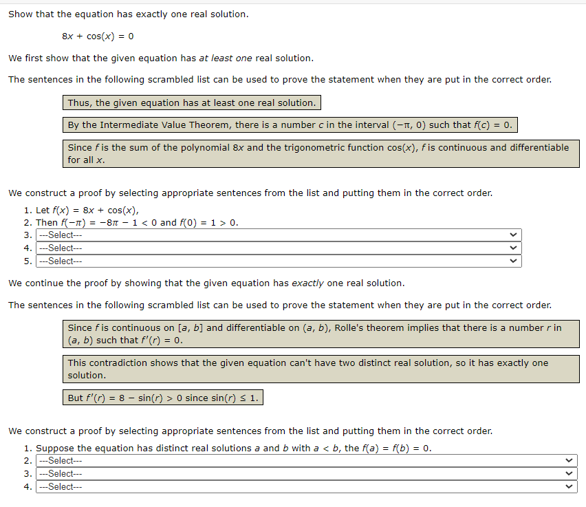 Solved Show That The Equation Has Exactly One Real Solution. | Chegg.com