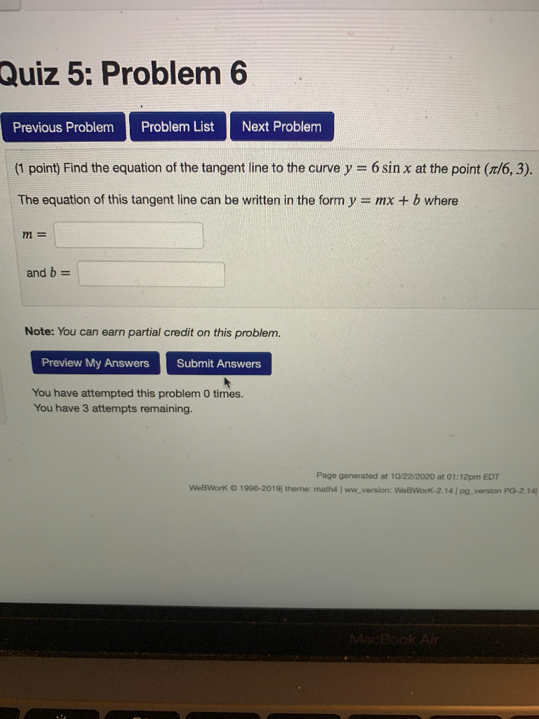 Solved Quiz 5: Problem 6 Previous Problem Problem List Next | Chegg.com