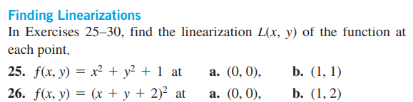 Solved Finding Linearizations In Exercises 25-30, Find The | Chegg.com