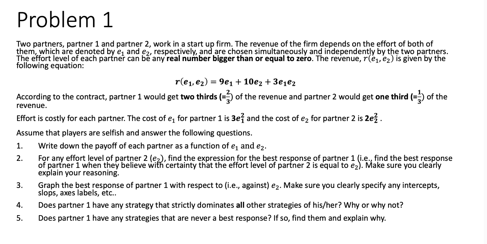 Partner Problem Is Partner Problem Solved Problem 1Two partners, partner 1 and partner 2, | Chegg.com
