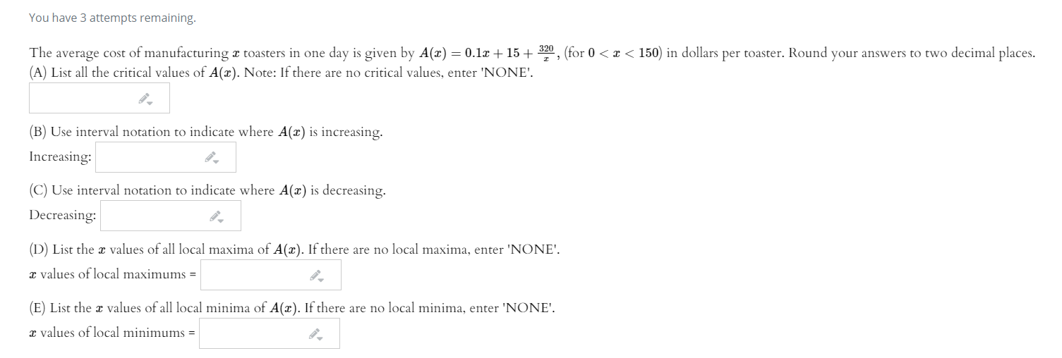 Solved You have 3 attempts remaining. The average cost of