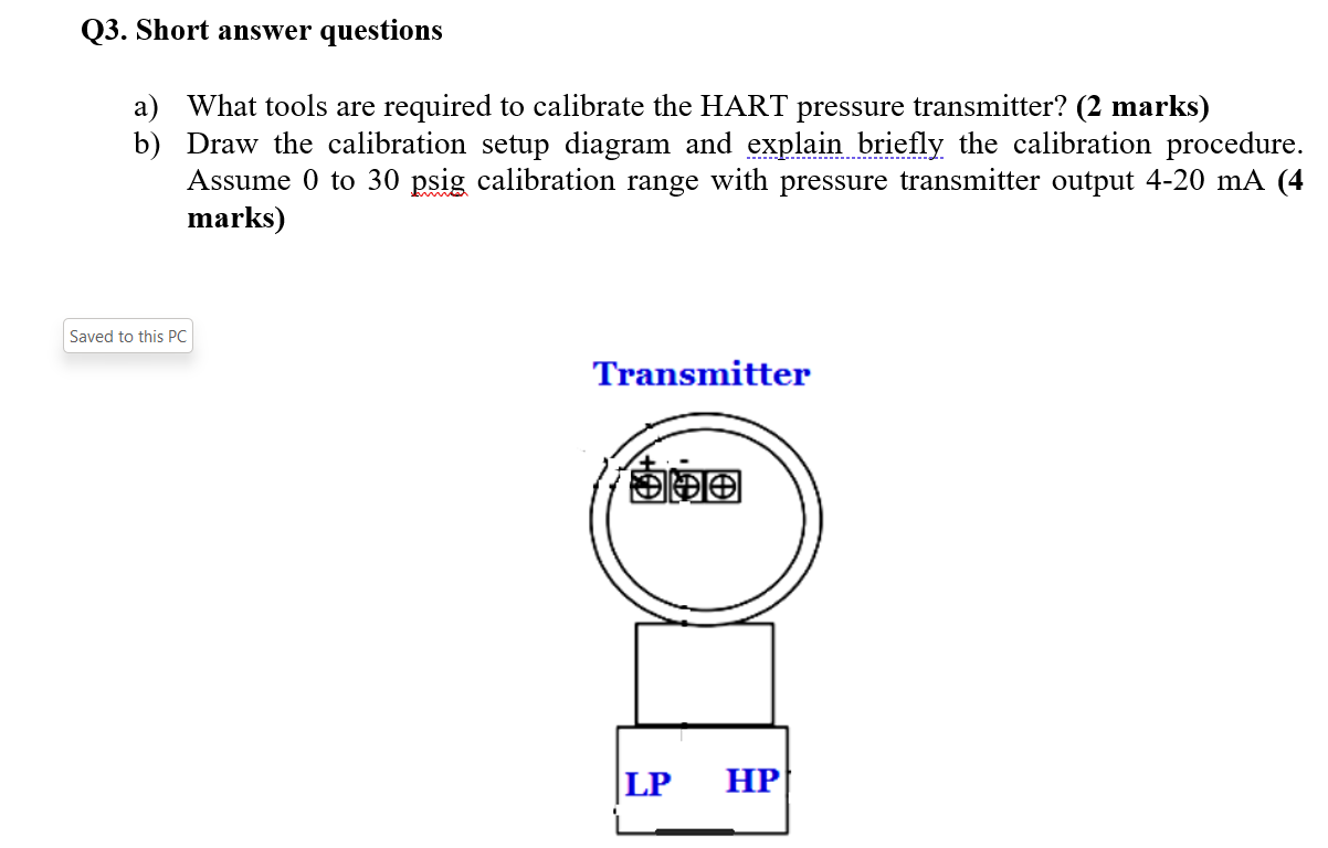Solved based on this vedio (607) How to calibrate HART | Chegg.com