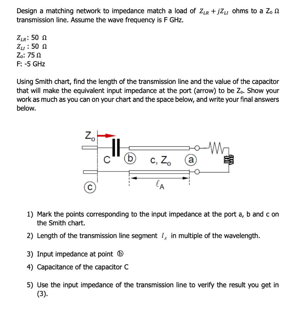 Solved Design a matching network to impedance match a load