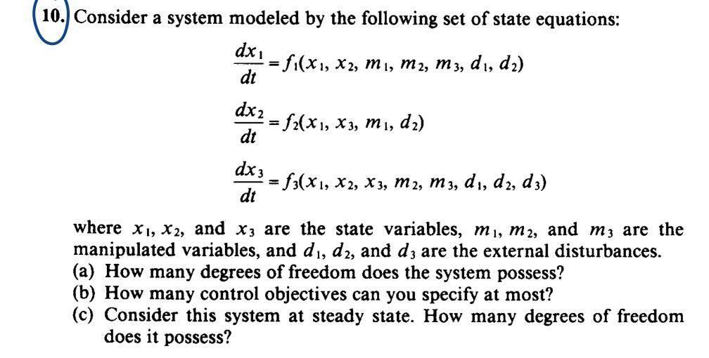 Solved 0. Consider a system modeled by the following set of | Chegg.com