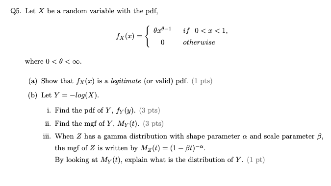 Solved Q5. Let X be a random variable with the pdf, 029-1 | Chegg.com