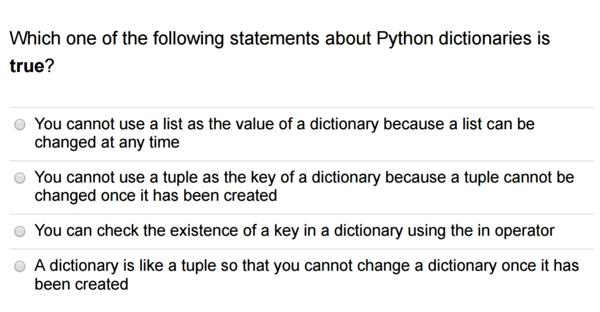 Solved Which one of the following statements about Python | Chegg.com