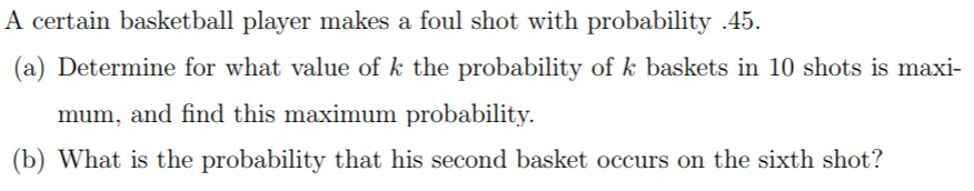 Solved A certain basketball player makes a foul shot with | Chegg.com