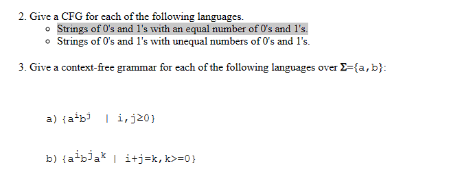 cfg for equal number of 0s and 1s