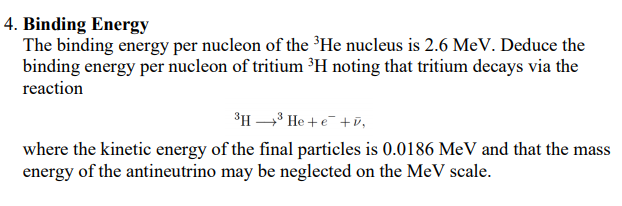 Solved 4. Binding Energy The binding energy per nucleon of | Chegg.com