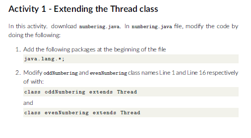 Solved Numbering.java class oddNumbering { | Chegg.com