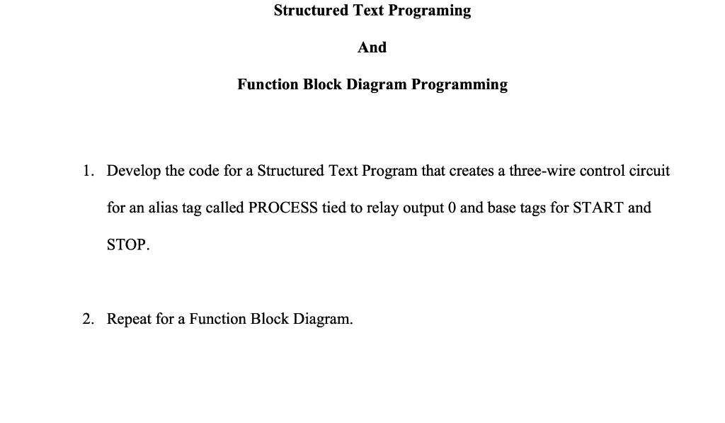 Structured Text Programing And Function Block Diagram | Chegg.com