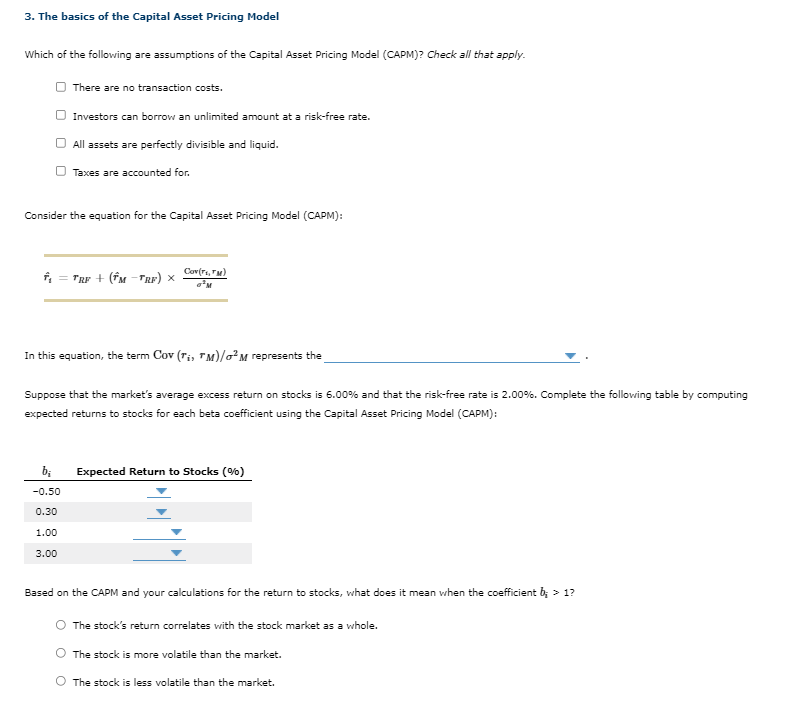 Solved 3. The Basics Of The Capital Asset Pricing Model | Chegg.com