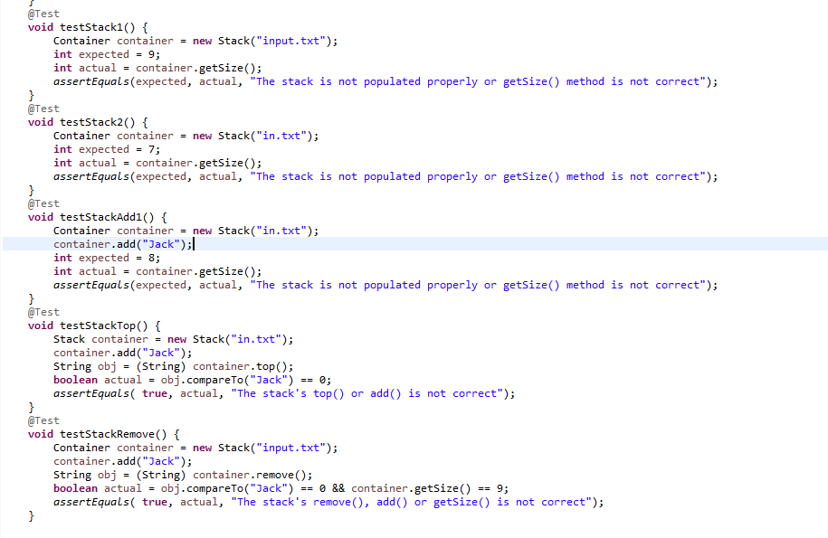 class Container Tester { @Test void testQueuel) { | Chegg.com