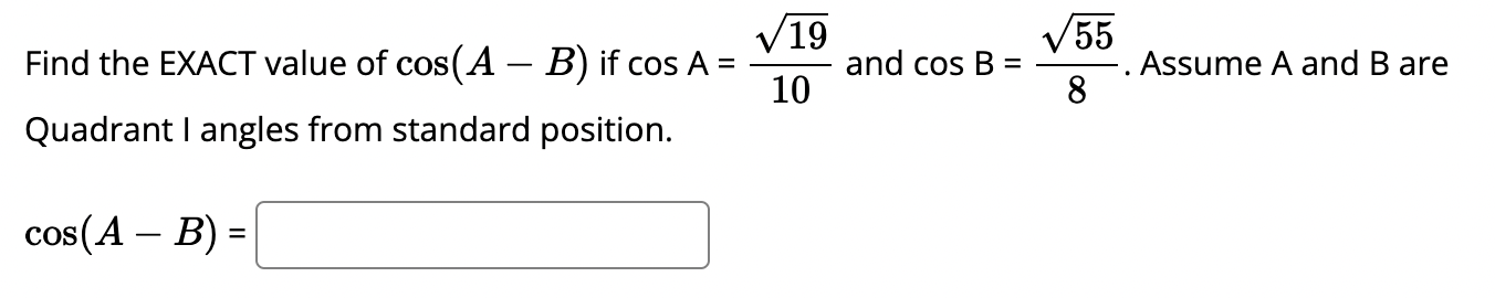 Solved Find the EXACT value of sin(A−B) if | Chegg.com