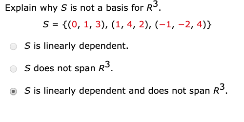 Solved Explain why S is not a basis for R3. (0, 1, 3), (1, | Chegg.com