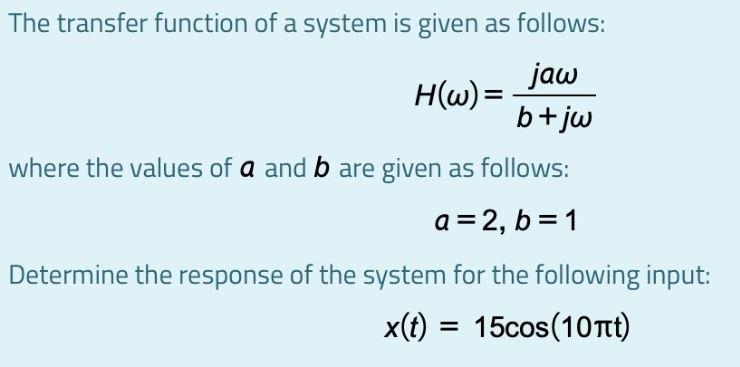 Solved The transfer function of a system is given as | Chegg.com