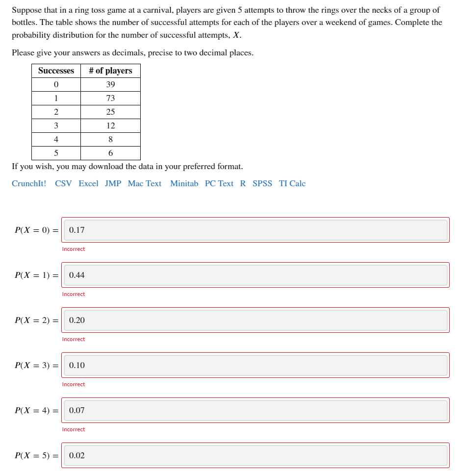 Solved Suppose that in a ring toss game at a carnival, | Chegg.com
