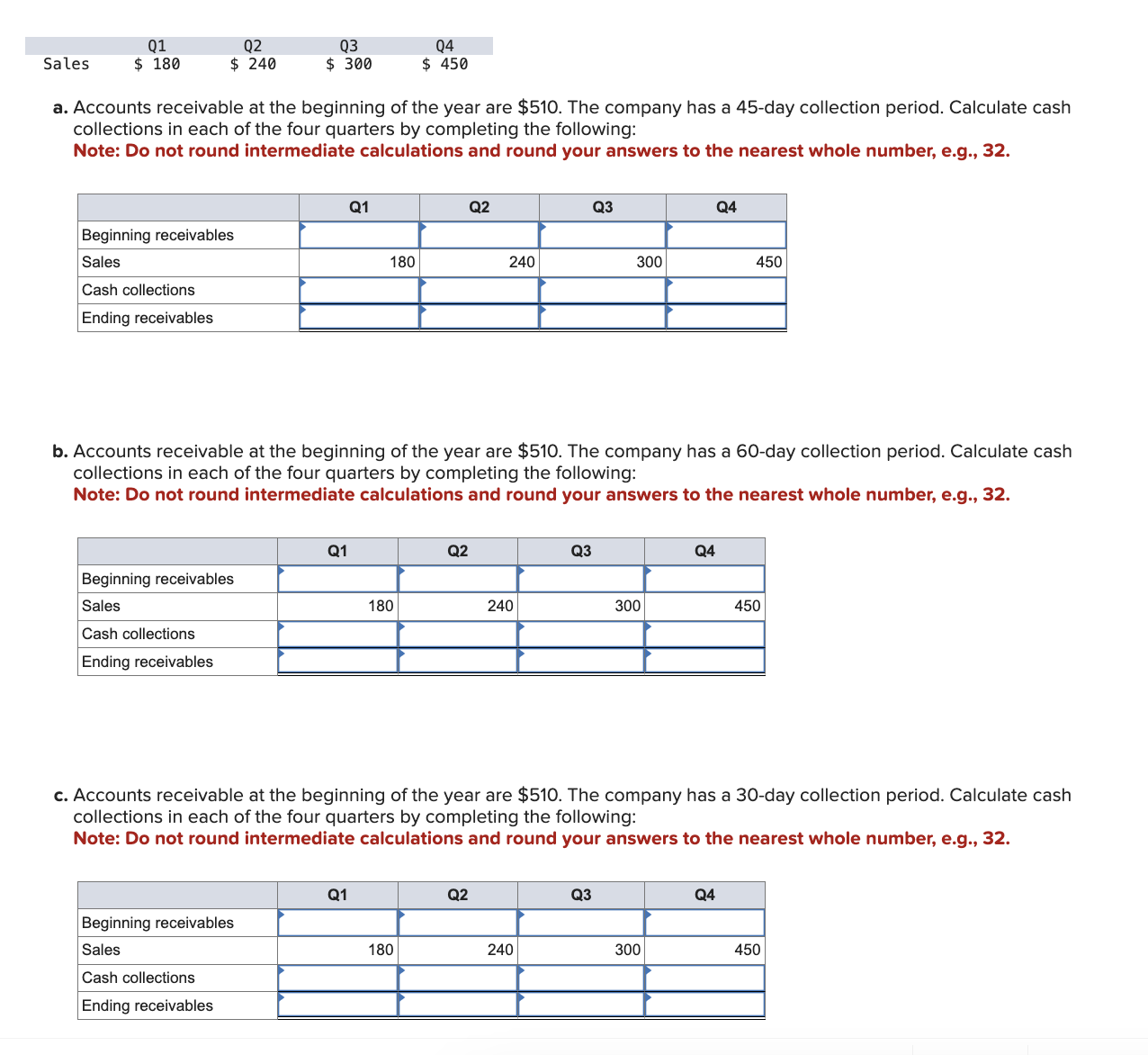 Solved a. ﻿Accounts receivable at the beginning of the year | Chegg.com