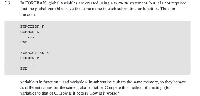 7 3 In Fortran Global Variables Are Created Using A Chegg Com