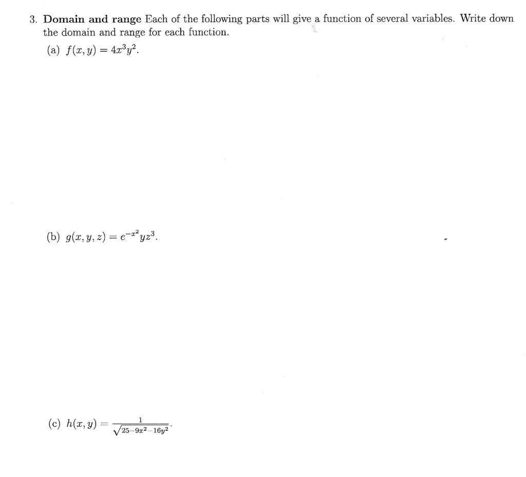 Solved 3. Domain and range Each of the following parts will | Chegg.com