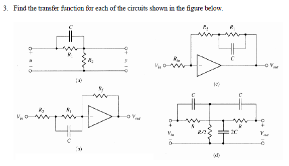Solved 3. Find the transfer function for each of the | Chegg.com