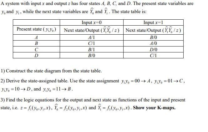 Solved A System With Input X And Output Z Has Four States Chegg Com