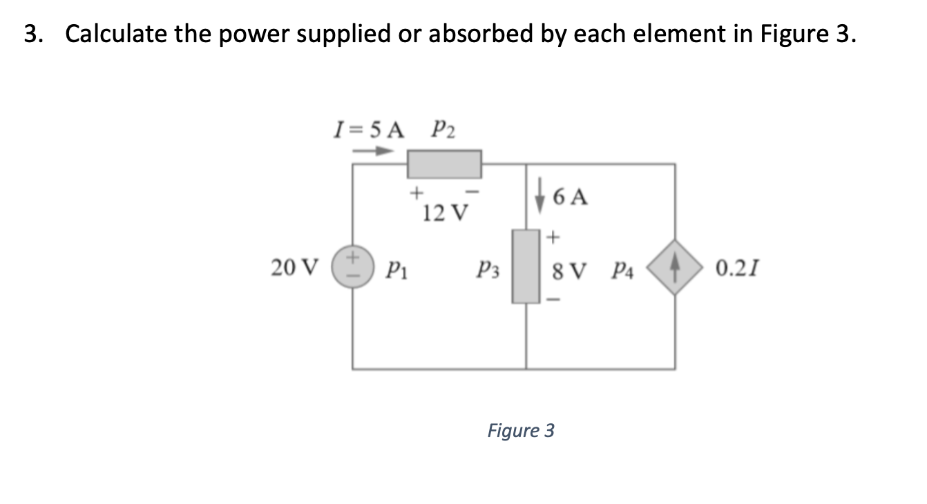 Solved 3. Calculate The Power Supplied Or Absorbed By Each | Chegg.com