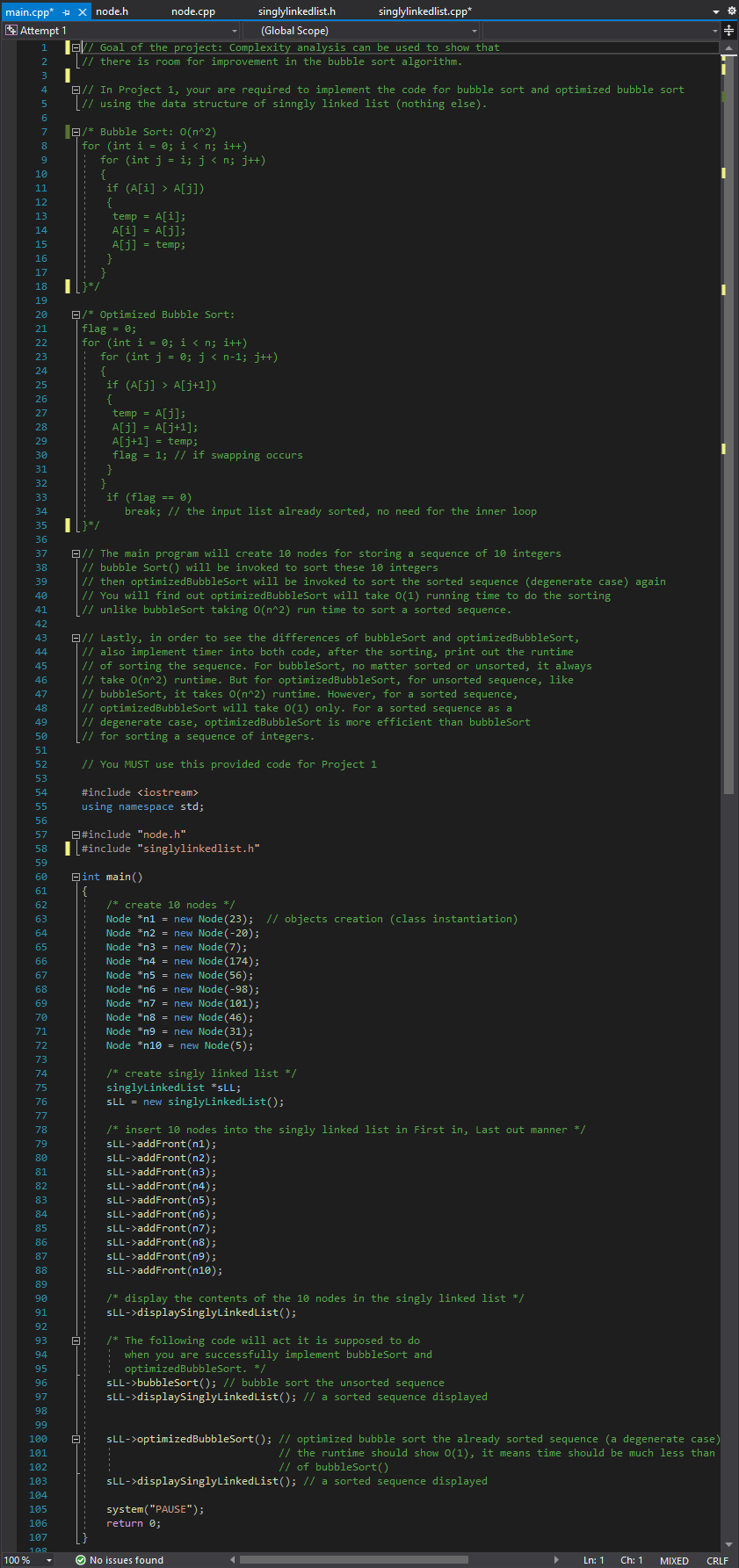 C program for performing Bubble sort on Linked List