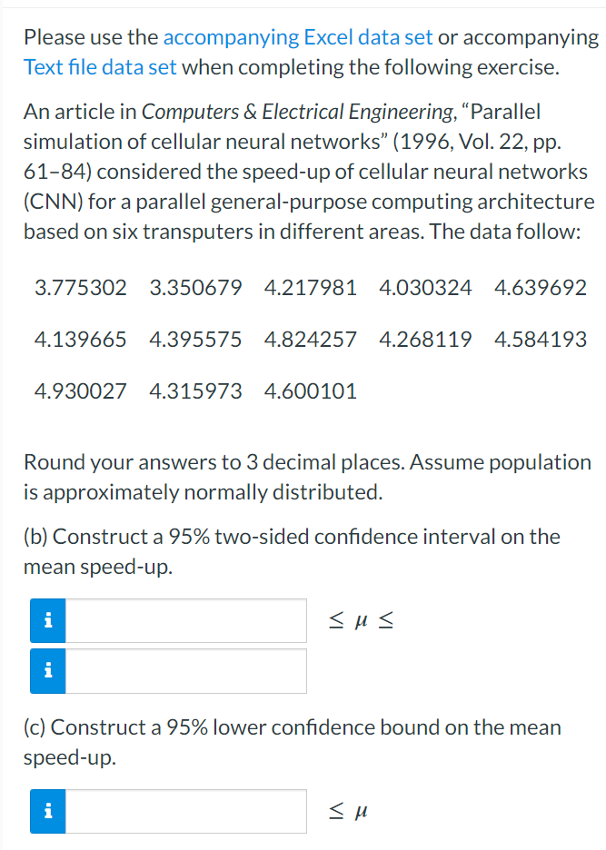 Solved Please use the accompanying Excel data set or | Chegg.com