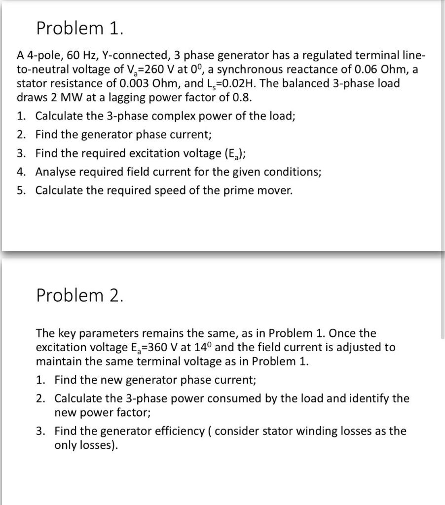 Solved Problem 1 A 4 Pole 60 Hz Y Connected 3 Phase 0242