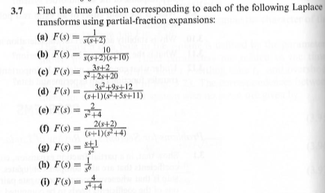 Solved 3.7 Find the time function corresponding to each of | Chegg.com