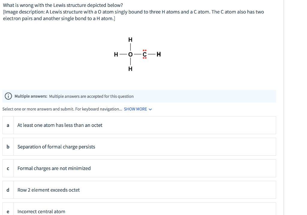 Solved What is wrong with the Lewis structure depicted | Chegg.com
