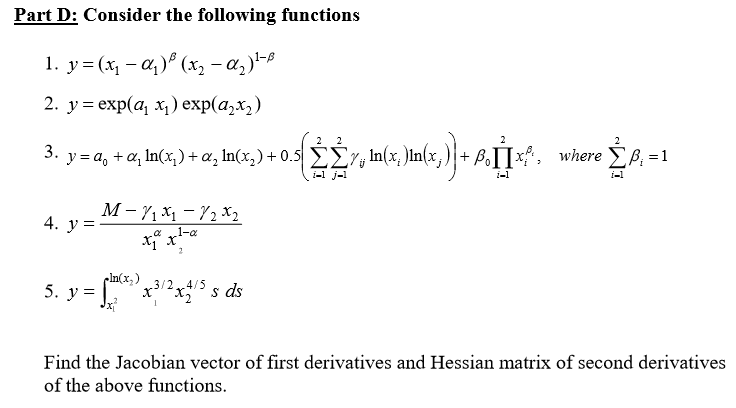 Solved Part D: Consider the following functions 1. y =(x - | Chegg.com