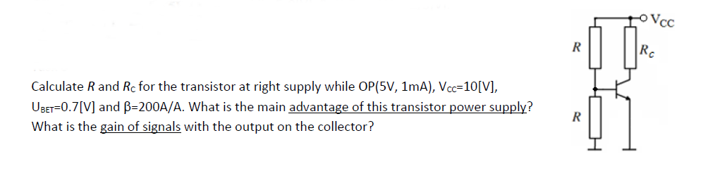 Solved Vcc R Ra Calculate R and Rc for the transistor at | Chegg.com
