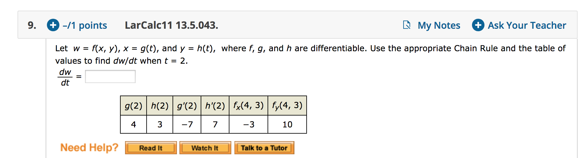 Solved 9 1 Points Larcalc11 13 5 043 My Notes Ask Chegg Com