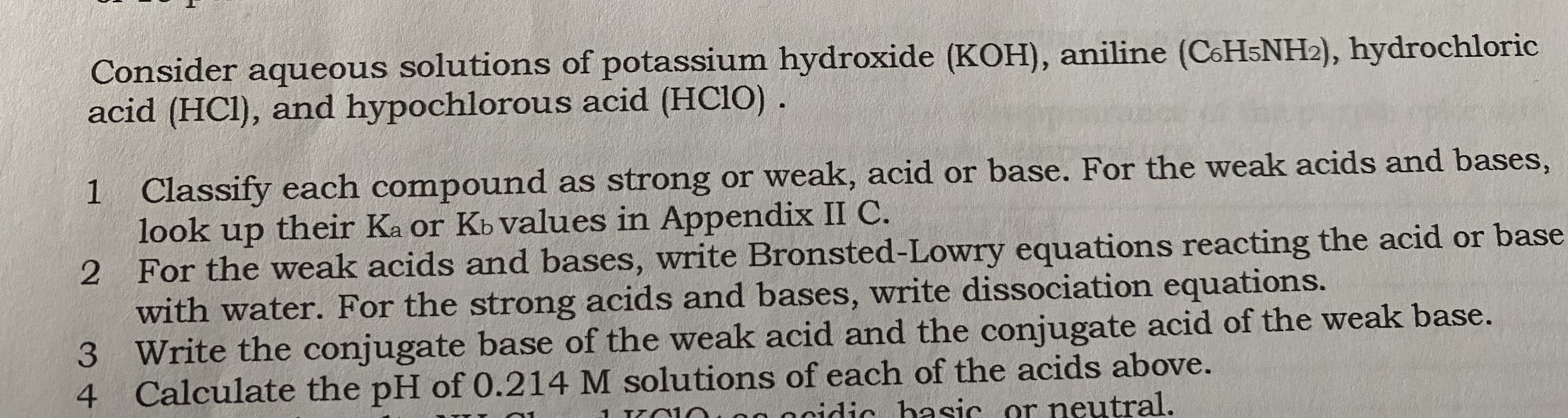 Solved Consider Aqueous Solutions Of Potassium Hydroxide