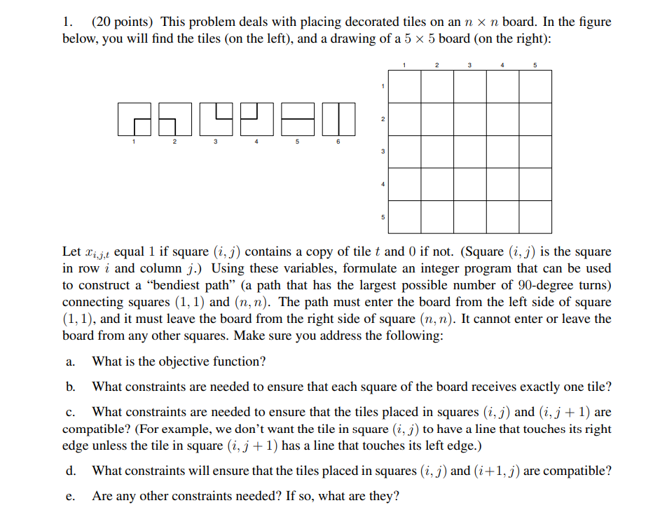 1. (20 points) This problem deals with placing | Chegg.com